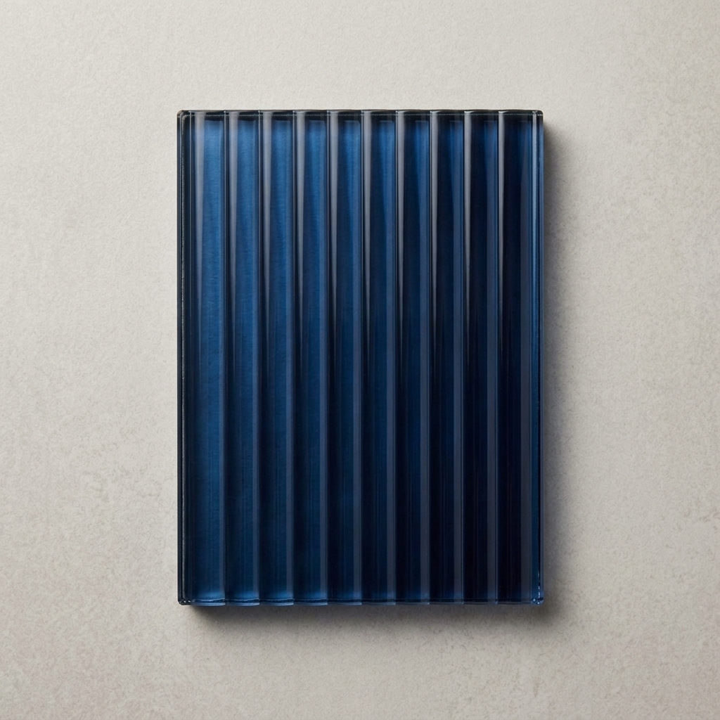 Navy fluted glass